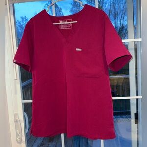 Figs Dark Magenta Scrub Top